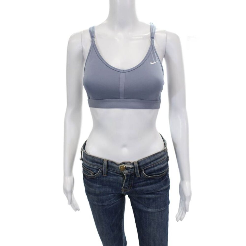 Nike Womens V Neck Sports Bra Blue Size Small